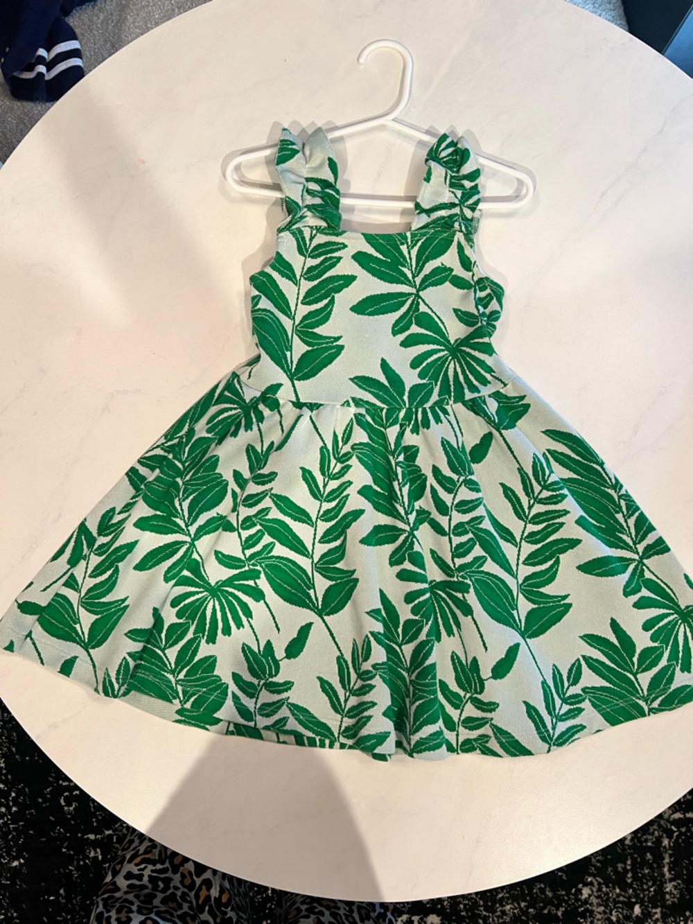Janie and Jack Green and White Leaf Knit Dress